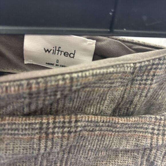 Wilfred Aritzia Grey with Orange Stripe Plaid Wool Blend Mini Skort Size 0 - Picture 6 of 7